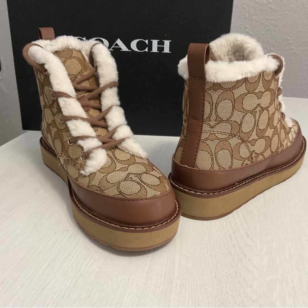 Coach Women's Tan and Brown Shearling Boots - Picture 4 of 8